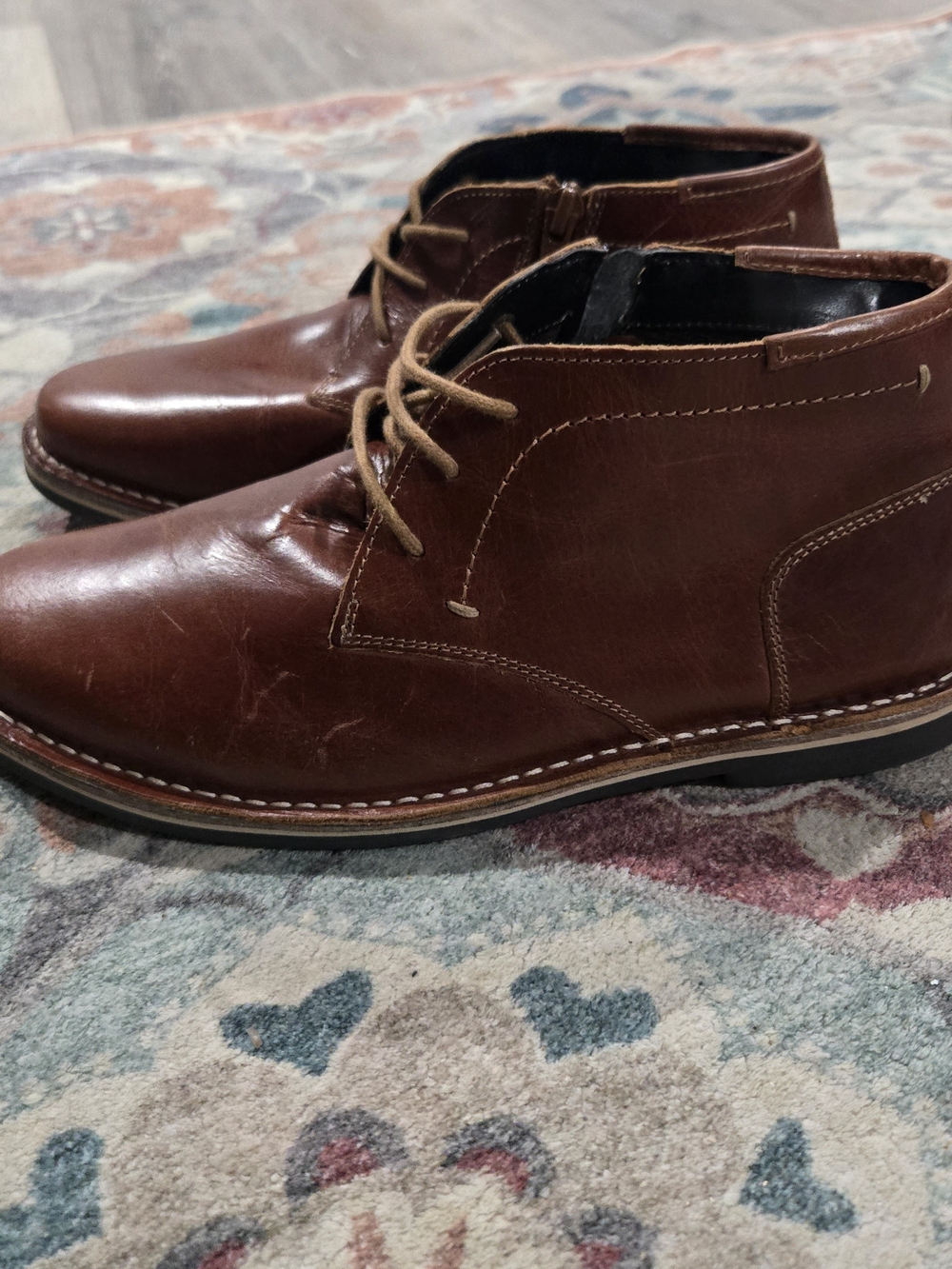 Steve Madden Men's 7 Leather Chukka Boots Brown - Picture 2 of 5